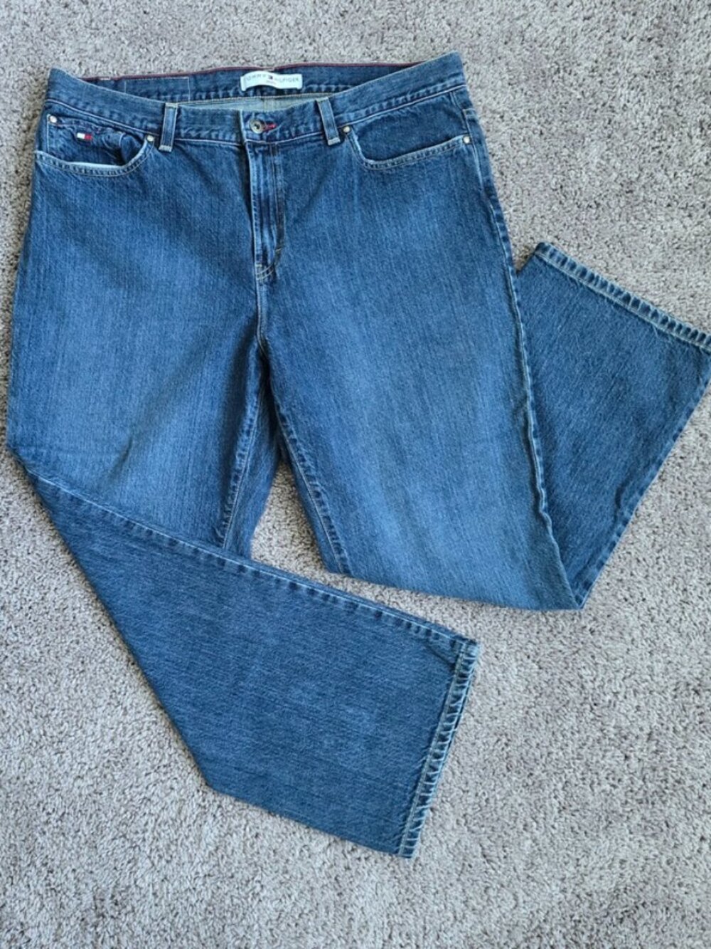 Vintage Tommy Hilfiger Jeans Womens 2002 Y2K Wide Leg High Rise Classic Blue 12